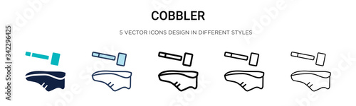 Cobbler icon in filled, thin line, outline and stroke style. Vector illustration of two colored and black cobbler vector icons designs can be used for mobile, ui, web