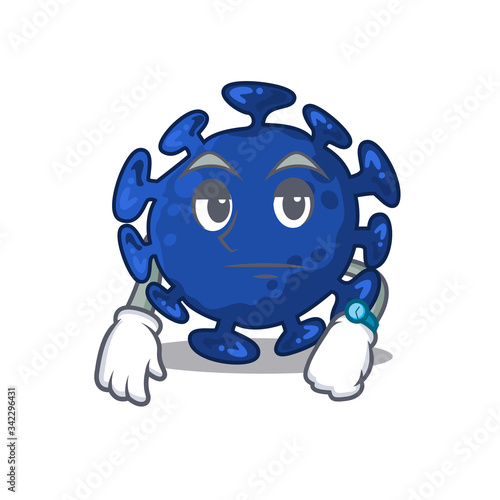 Mascot design of streptococcus showing waiting gesture