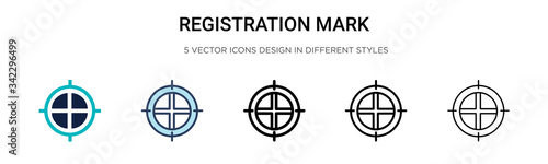 Registration mark icon in filled, thin line, outline and stroke style. Vector illustration of two colored and black registration mark vector icons designs can be used for mobile, ui, web