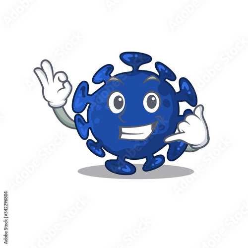 Cartoon design of streptococcus with call me funny gesture