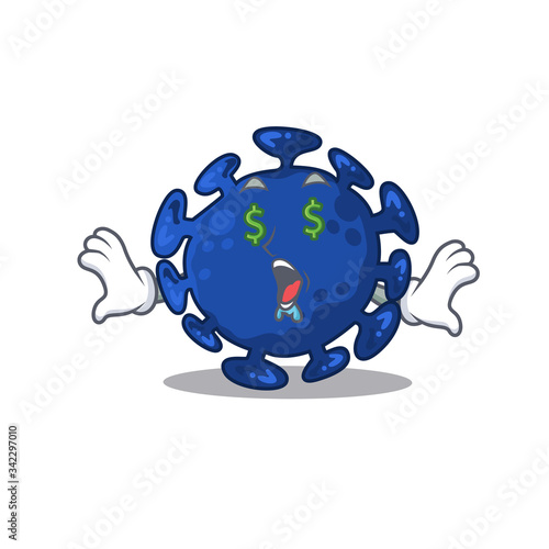 Rich cartoon character design of streptococcus with money eyes