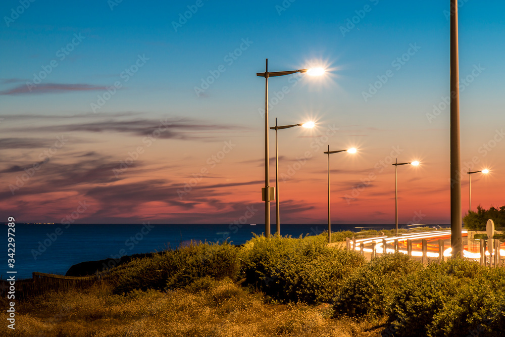 Obraz premium Sunset in long exposure in Saint Hilaire de Riez, France.
