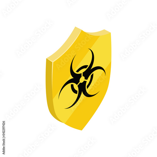 Biohazard mark shield safe. Vector 3d isometric, color web icon, new flat style. Creative illustration design, isolated graphic idea for infographics.
