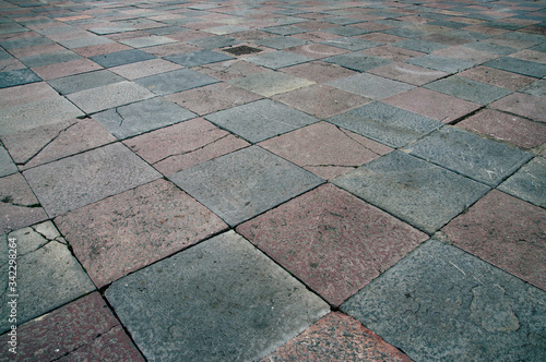 gray and red chessboard tile floor