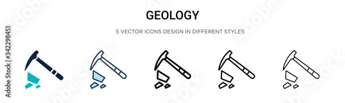 Geology icon in filled, thin line, outline and stroke style. Vector illustration of two colored and black geology vector icons designs can be used for mobile, ui, web
