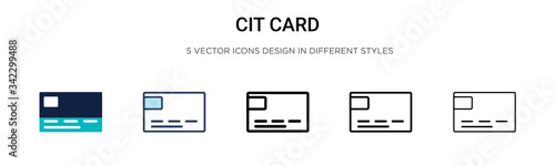 Credit card icon in filled, thin line, outline and stroke style. Vector illustration of two colored and black credit card vector icons designs can be used for mobile, ui, web
