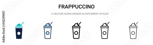Frappuccino icon in filled, thin line, outline and stroke style. Vector illustration of two colored and black frappuccino vector icons designs can be used for mobile, ui, web