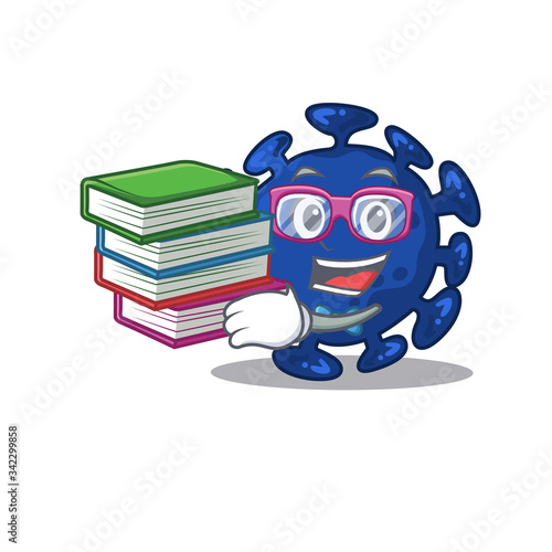 A diligent student in streptococcus mascot design concept with books