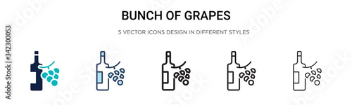 Bunch of grapes icon in filled, thin line, outline and stroke style. Vector illustration of two colored and black bunch of grapes vector icons designs can be used for mobile, ui, web