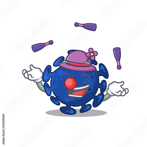An attractive streptococcus cartoon design style playing juggling