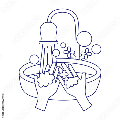 covid 19 coronavirus, washing hands frequently prevent, isolated icon
