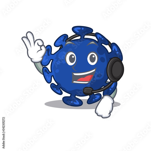 A gorgeous streptococcus mascot character concept wearing headphone