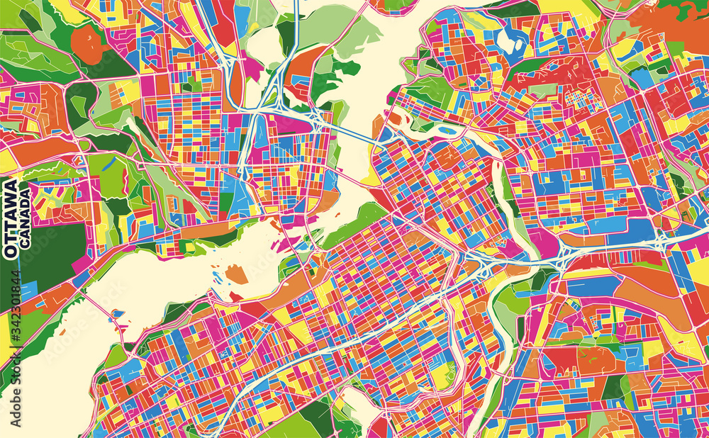 Obraz premium Ottawa, Ontario, Canada, colorful vector map