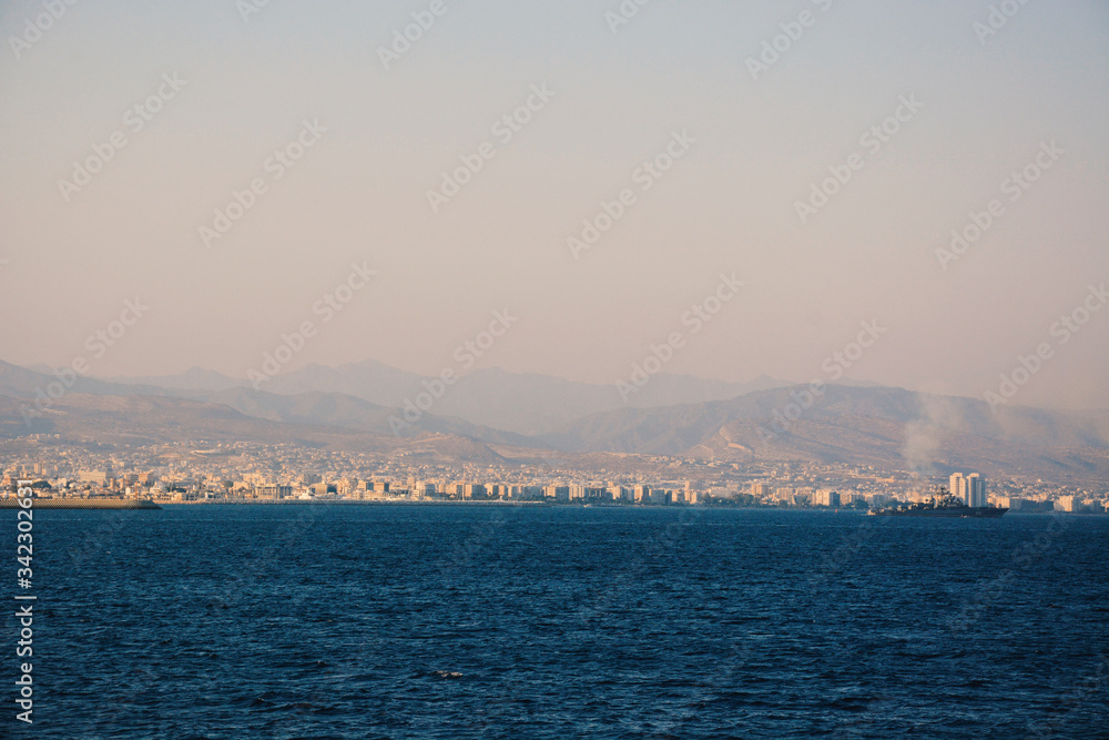Distant Shot of Sea Front Promenade in the City Limassol