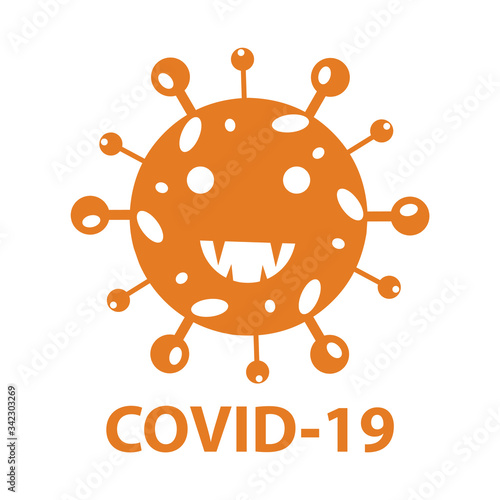 Coronavirus 2019-nCoV. Corona virus icon. Black on white background isolated. China pathogen respiratory infection (asian flu outbreak). influenza pandemic. virion of Corona-virus. Vector