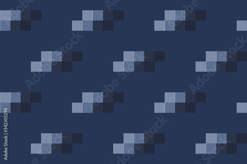 Seamless pattern with tinny vertical stripe lines in blue tone color on indigo blue background. For fabric,T-shirt,textile,wrapping cloth,silk carf,bandana,swimwear.