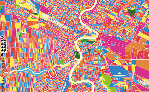 Winnipeg, Manitoba, Canada, colorful vector map