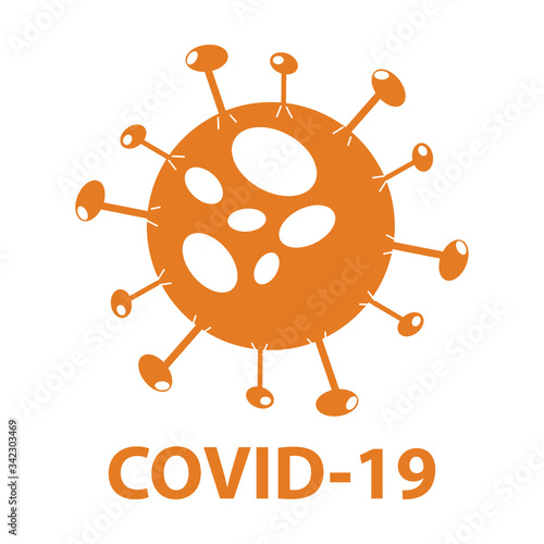 Coronavirus 2019-nCoV. Corona virus icon. Black on white background isolated. China pathogen respiratory infection (asian flu outbreak). influenza pandemic. virion of Corona-virus. Vector