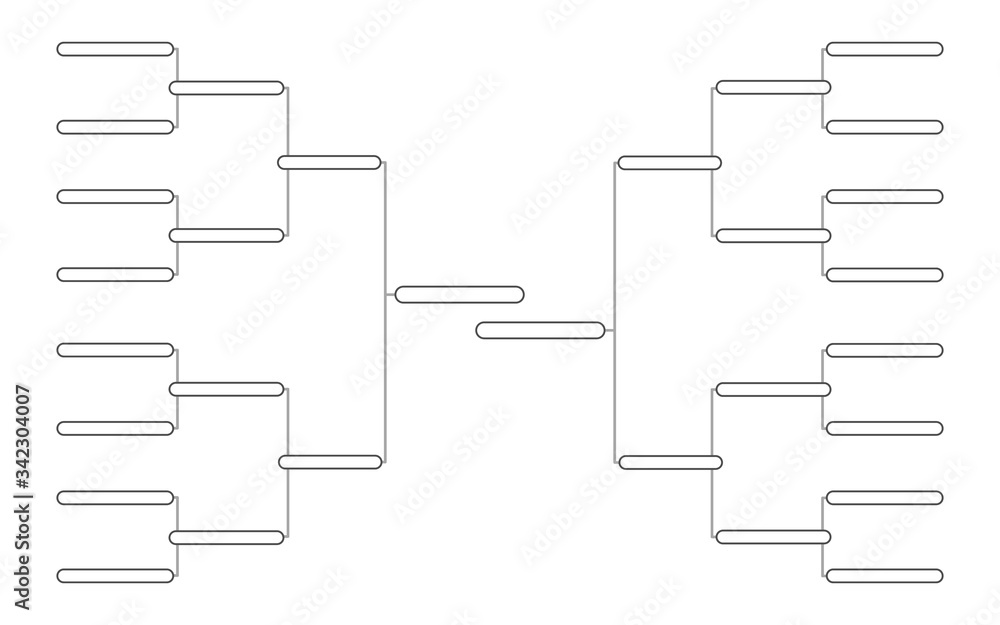 Simple tournament bracket template for 16 teams on white background Simple tournament bracket template for 16 teams on white background