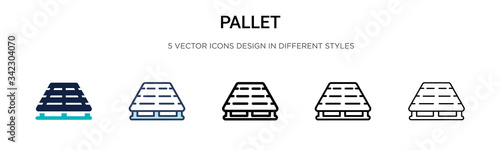 Pallet icon in filled, thin line, outline and stroke style. Vector illustration of two colored and black pallet vector icons designs can be used for mobile, ui, web
