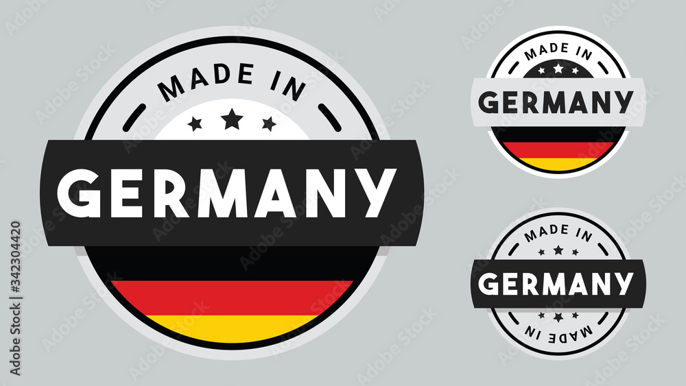 Obraz premium Made in Germany collection of ribbon, label, stickers, badge, icon and page curl with Germany flag symbol.