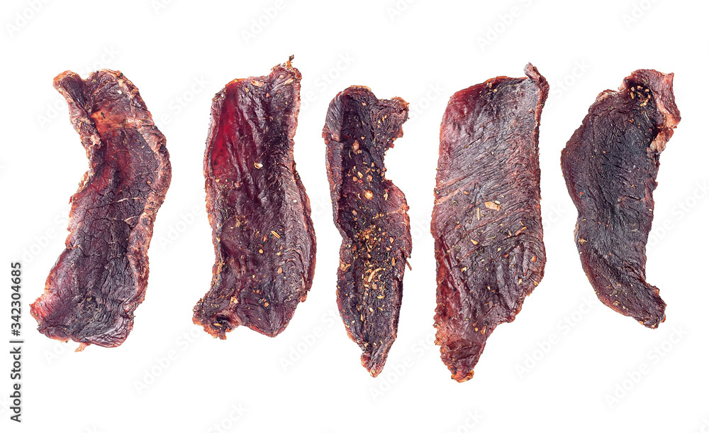 Fototapeta premium Slices of jerks top view