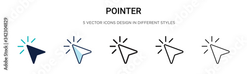 Pointer icon in filled, thin line, outline and stroke style. Vector illustration of two colored and black pointer vector icons designs can be used for mobile, ui, web