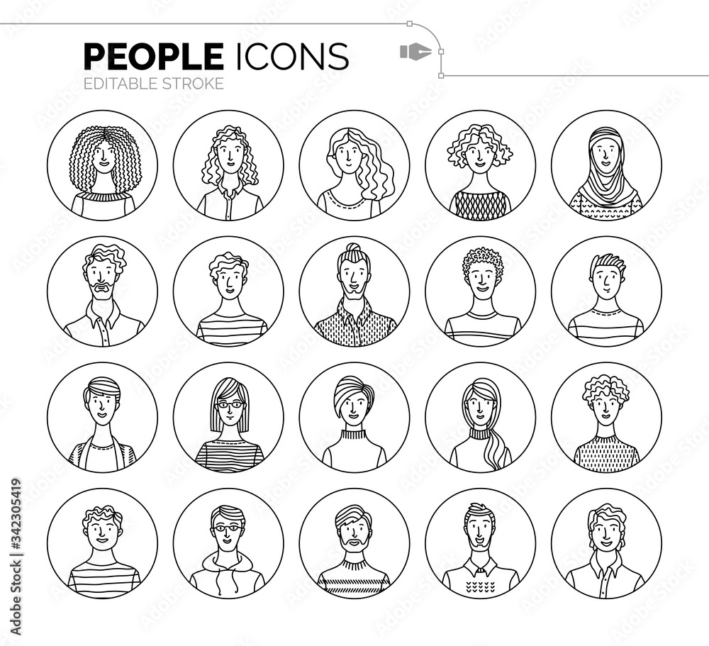 Vector set of user avatars