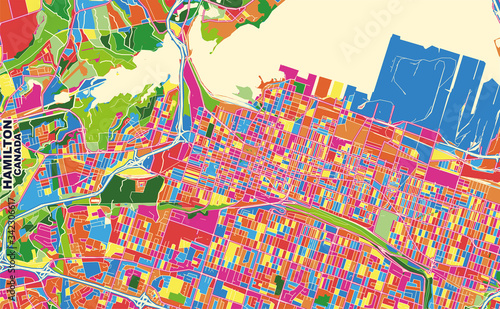 Hamilton, Ontario, Canada, colorful vector map