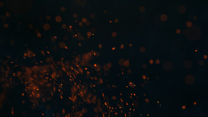 Fire sparks on black background