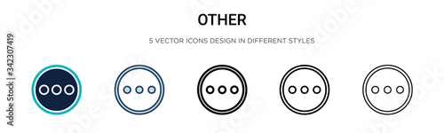 Other icon in filled, thin line, outline and stroke style. Vector illustration of two colored and black other vector icons designs can be used for mobile, ui, web