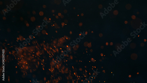 Canvas Print Fire sparks on black background
