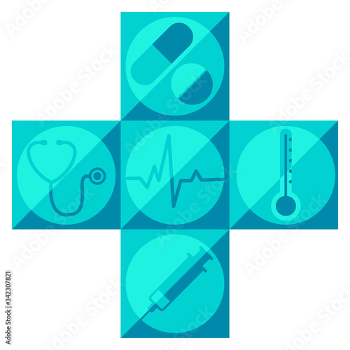 Wallpaper Mural Medical cross symbol, first aid sign made of medical icons. Vector illustration. Torontodigital.ca