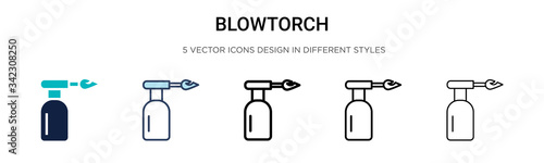Blowtorch icon in filled, thin line, outline and stroke style. Vector illustration of two colored and black blowtorch vector icons designs can be used for mobile, ui, web photo
