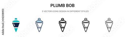 Plumb bob icon in filled, thin line, outline and stroke style. Vector illustration of two colored and black plumb bob vector icons designs can be used for mobile, ui, web