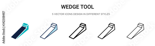 Wedge tool icon in filled, thin line, outline and stroke style. Vector illustration of two colored and black wedge tool vector icons designs can be used for mobile, ui, web