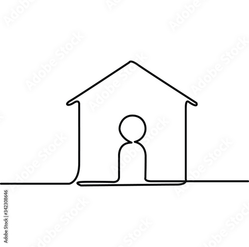 one line continuous drawing stay at home