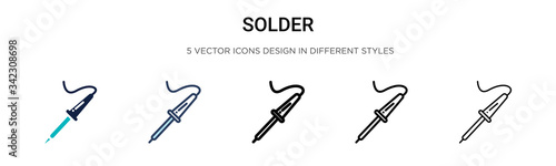 Solder icon in filled, thin line, outline and stroke style. Vector illustration of two colored and black solder vector icons designs can be used for mobile, ui, web