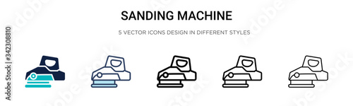 Sanding machine icon in filled, thin line, outline and stroke style. Vector illustration of two colored and black sanding machine vector icons designs can be used for mobile, ui, web
