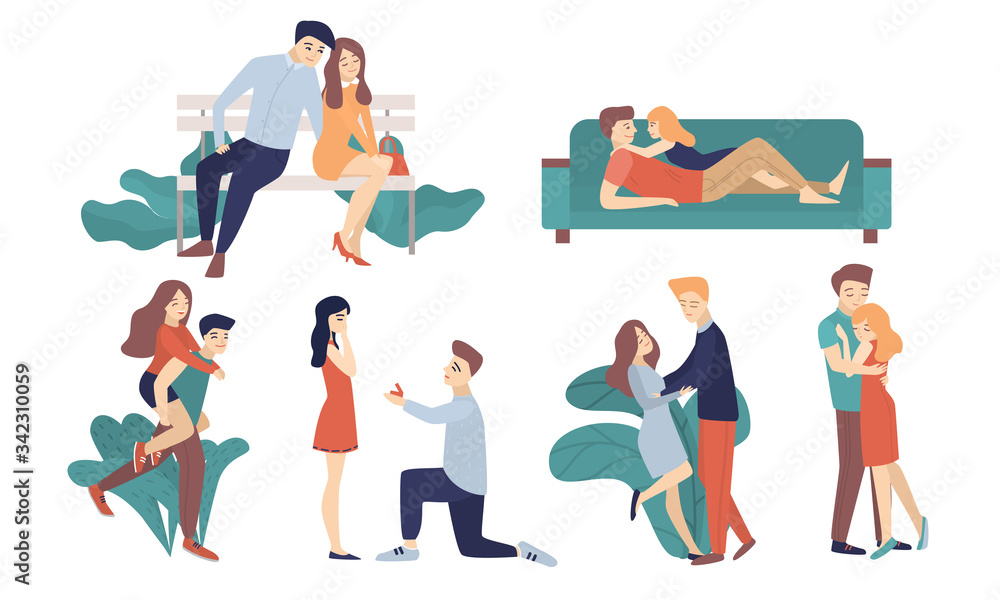 Dating young couples in love feeling happy in everyday life vector illustration Dating young couples in love feeling happy in everyday life vector illustration