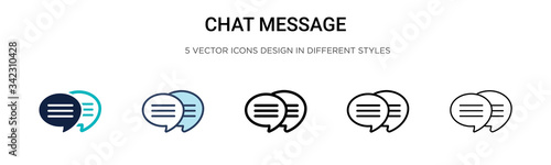 Chat message icon in filled  thin line  outline and stroke style. Vector illustration of two colored and black chat message vector icons designs can be used for mobile  ui  web