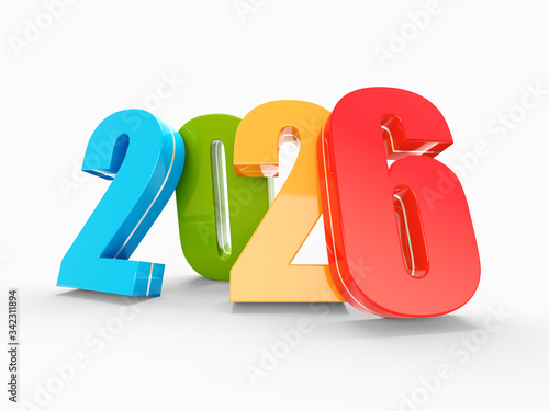 Happy New Year 2026 colorful calendar background series 3D render