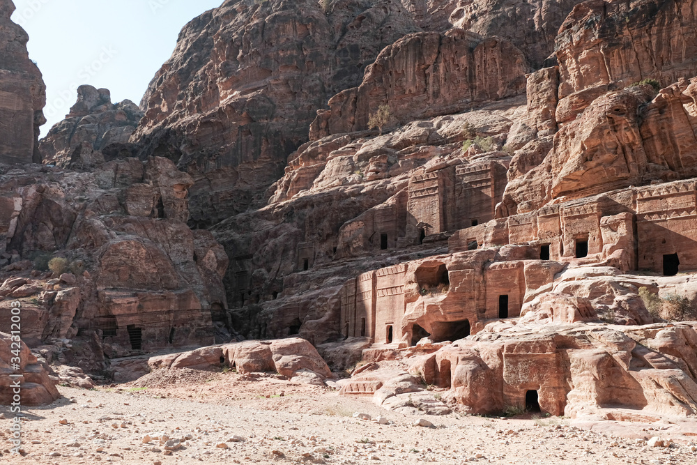 Street of facades of Petra , Jordan