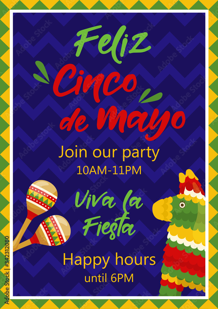 Cinco de mayo invitation banner, poster for mexican traditional fiesta