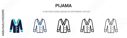 Pijama icon in filled, thin line, outline and stroke style. Vector illustration of two colored and black pijama vector icons designs can be used for mobile, ui, web