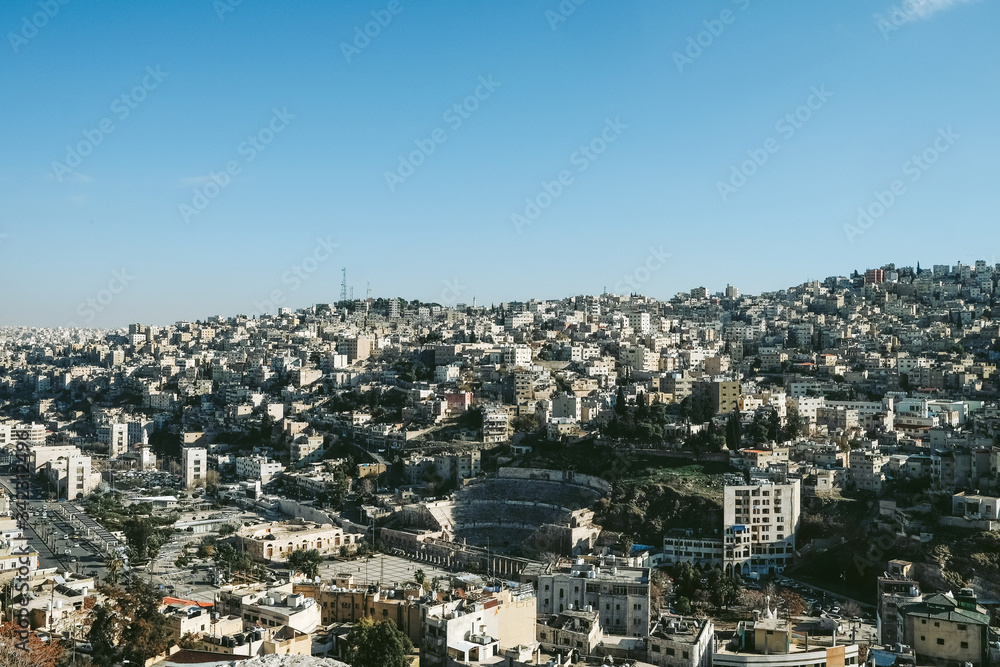 Top view of buildings in Amman city , capital of Jordan