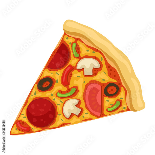 Street takeaway junk food Slice of pizza. Vector