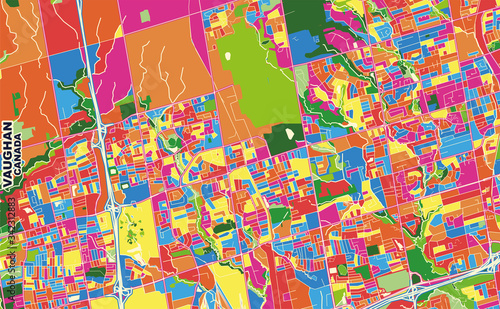 Vaughan, Ontario, Canada, colorful vector map