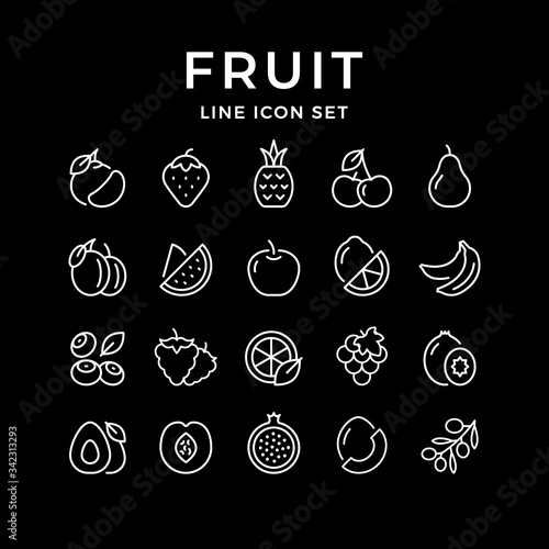 Set line outline icons of fruit