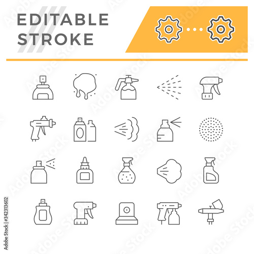 Set line icons of spray